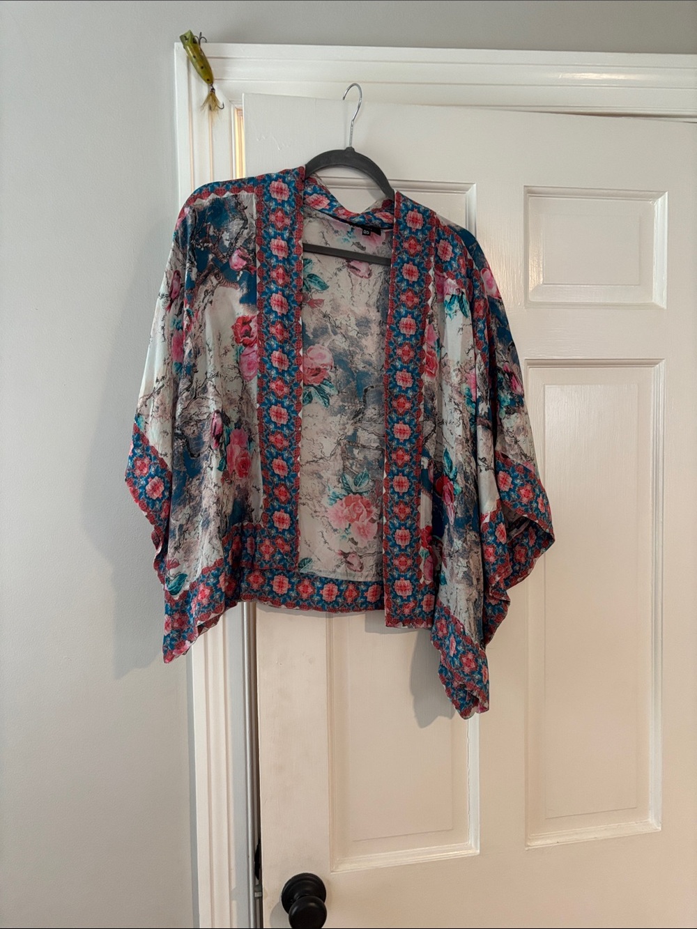 Tolani Floral Kimono in Teal, Pink and Cream; viscose